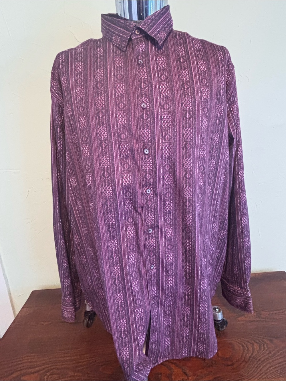 Robert Graham Long-Sleeve Patterned Dress Shirt -2XLT